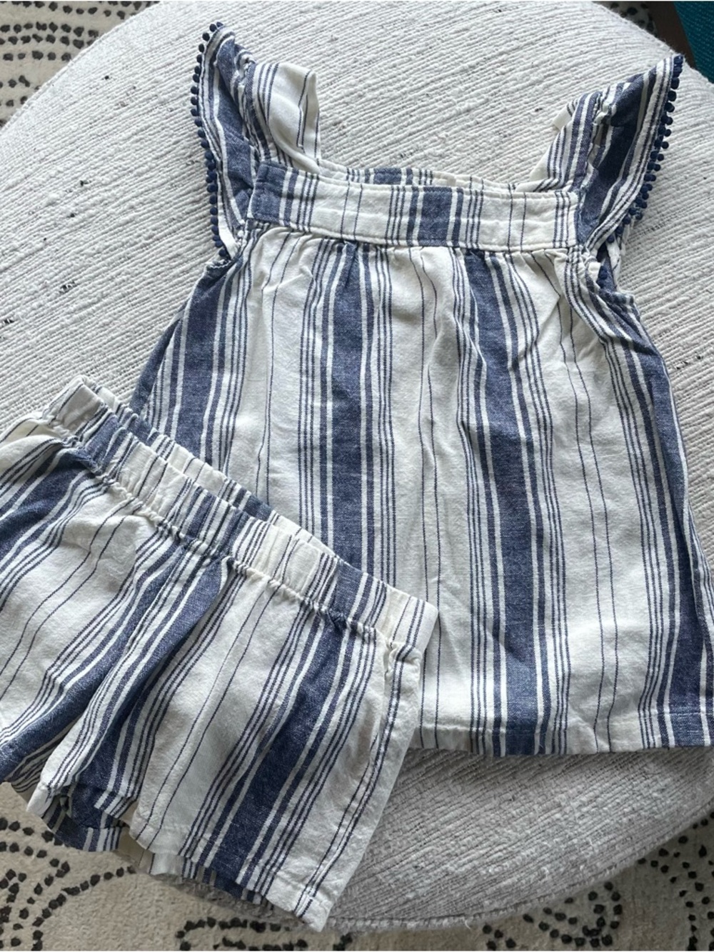 Carter's Navy and White Striped Linen blend Tank Top & Shorts Set, 5T
